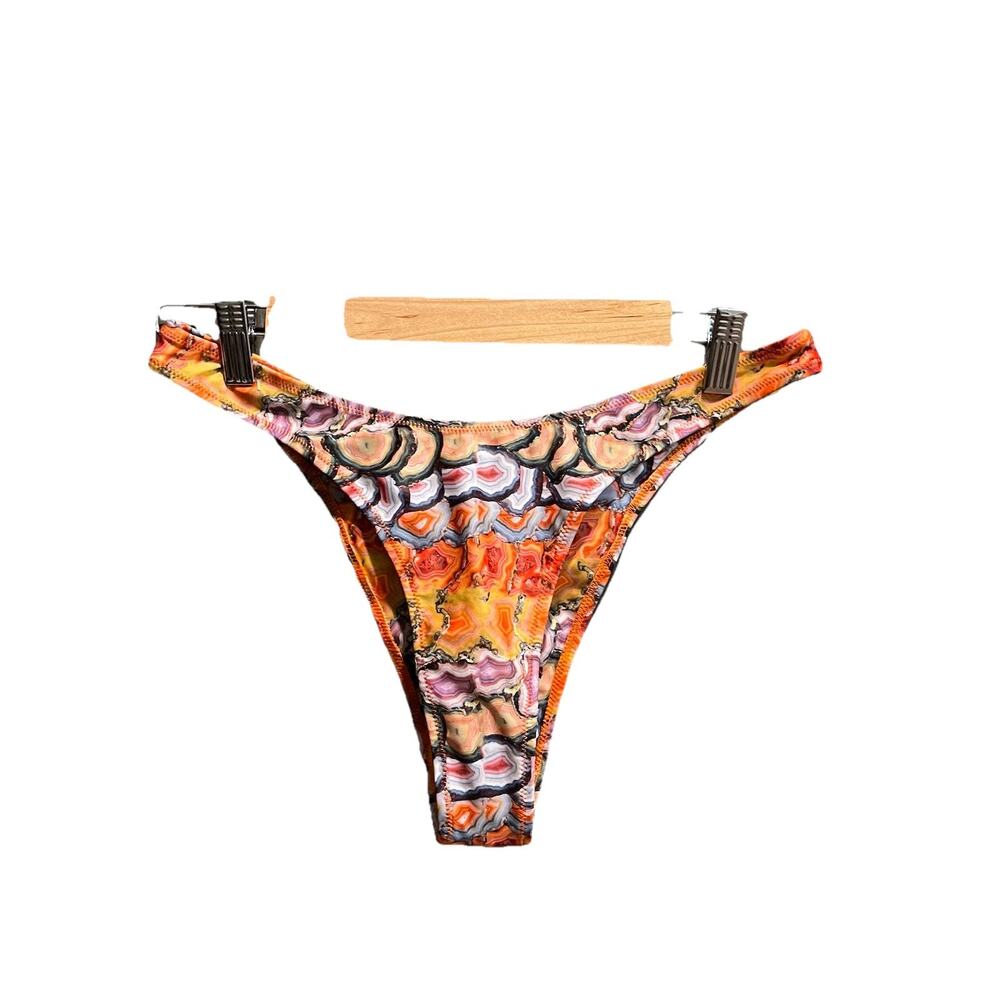 Strawberry Milk Mob Multicolor Tiger Tail Tie Bow Women's Swimsuit Bottom Size L